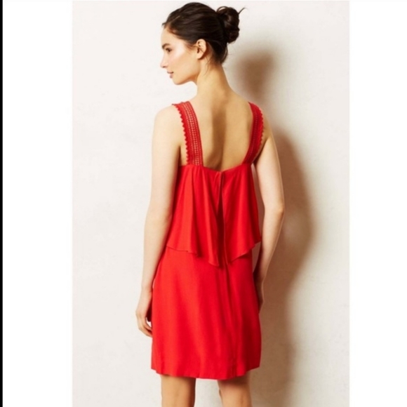 Anthropologie Maeve Red Tisana Crochet Strap Dress - Picture 3 of 12